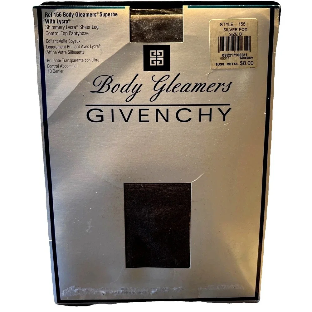 Vintage Givenchy Hosiery Body Gleamers 156 Silver Fox Size B Control Top‎ New